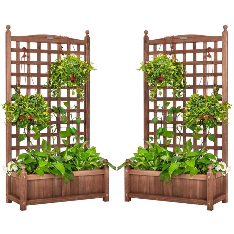 Howes 60 In. Wood Planter Raised Bed With Trellis(2-pack)