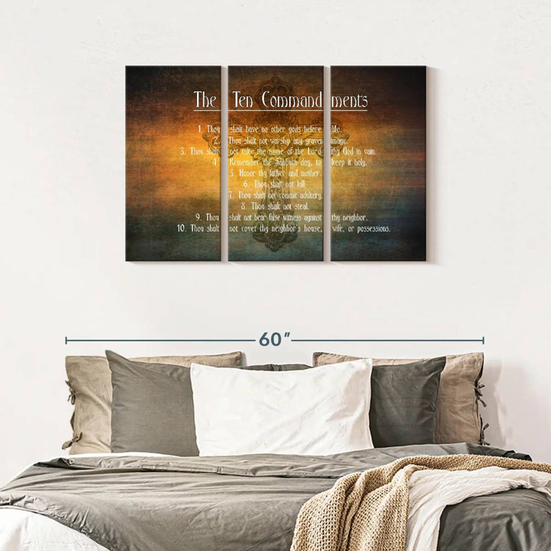 " Bible's Ten Commandments " 3 - Pieces, 28" H x 45" W x 1.25" D
