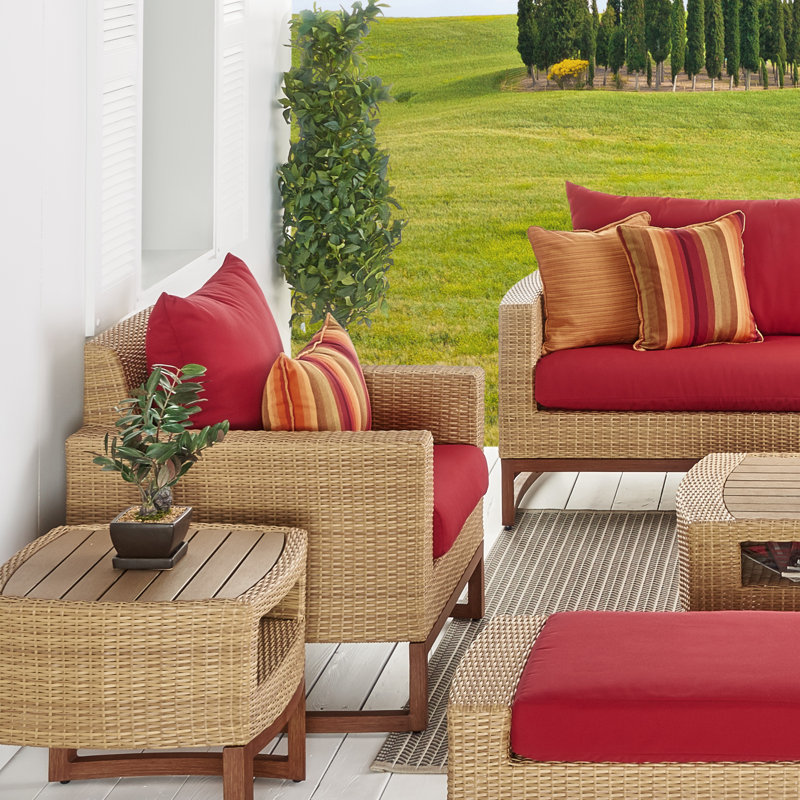 Milana Outdoor 8 - Piece Conversation Set, Canvas Jockey Red Sunbrella® Canvas