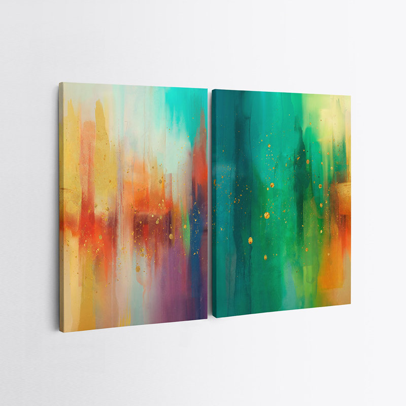 Peinture décorative sur toile (2 pièces), H 19,7 po x l 27,6 po