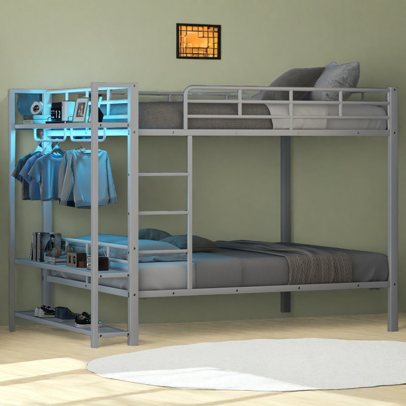 Multi-function Bunk Bed With Remote LED Light, White