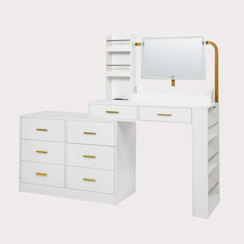 Commode blanche moderne à 8 tiroirs pour la chambre à coucher - Vaste commode de rangement, robuste et sécuritaire