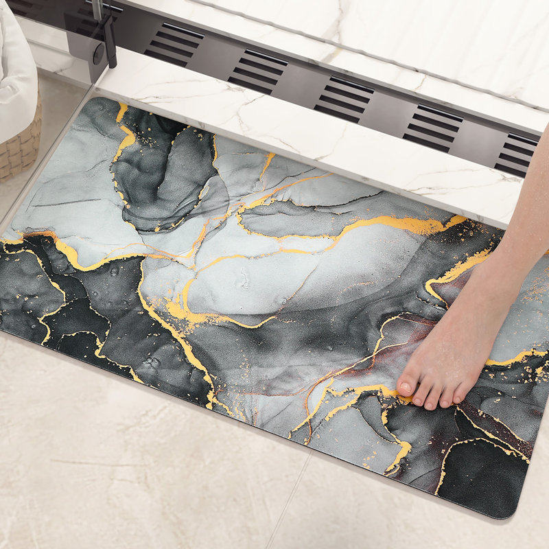 Zowie Non-Slip Bath Rug, 16" W x 24" L, Black