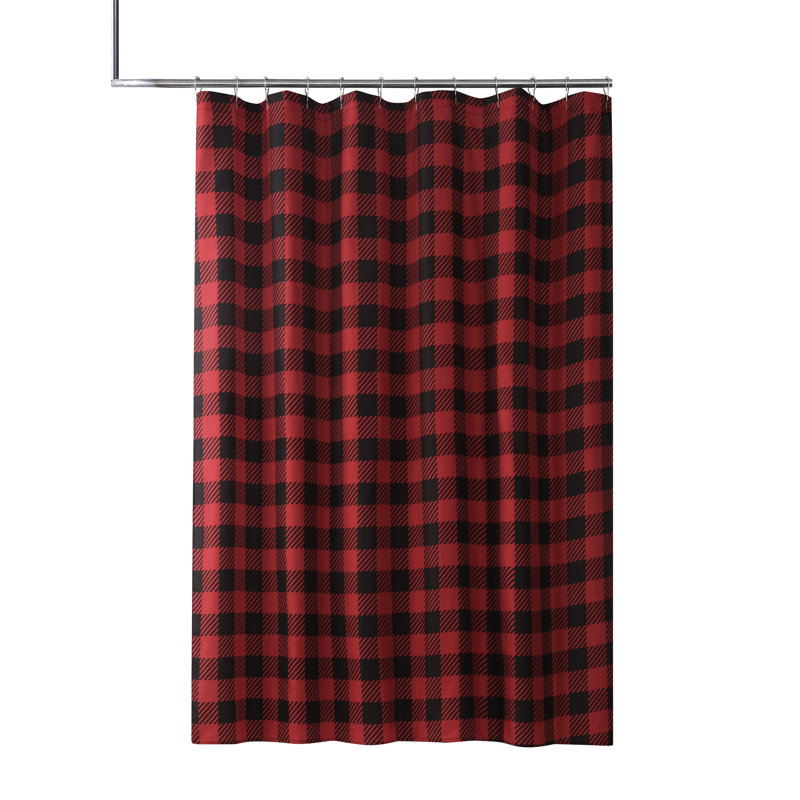 Barten Plaid Shower Curtain with Hooks Included