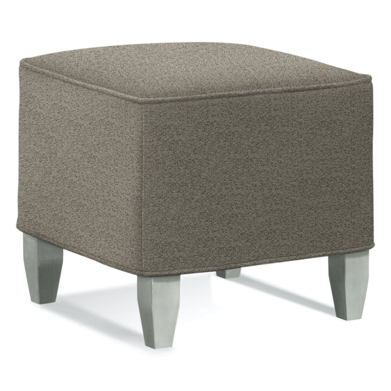 Brooklyn Square Ottoman, White Sugar Performance Polypropylene/Olefin, Nickel