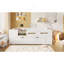 Lit plateforme double avec garde-corps et tiroir, blanc-1839432468-1839432469