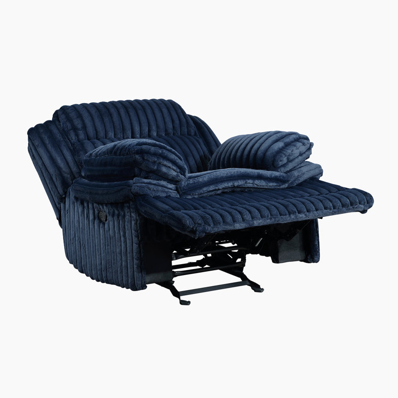 Fauteuil inclinable oscillant en velours côtelé l 46 po, Bleu