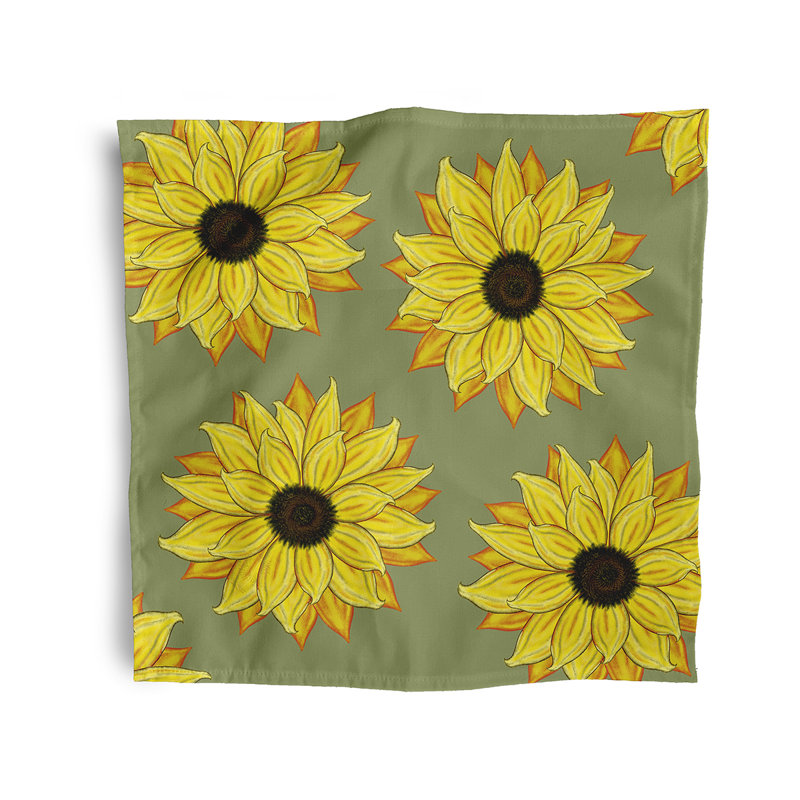Leocadia Polyester Floral Square Napkin, Green