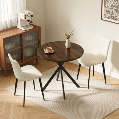 31.5 Inch Round Dining Table Set，3-Piece Small Kitchen Table and Chairs for 2，Space-Saving