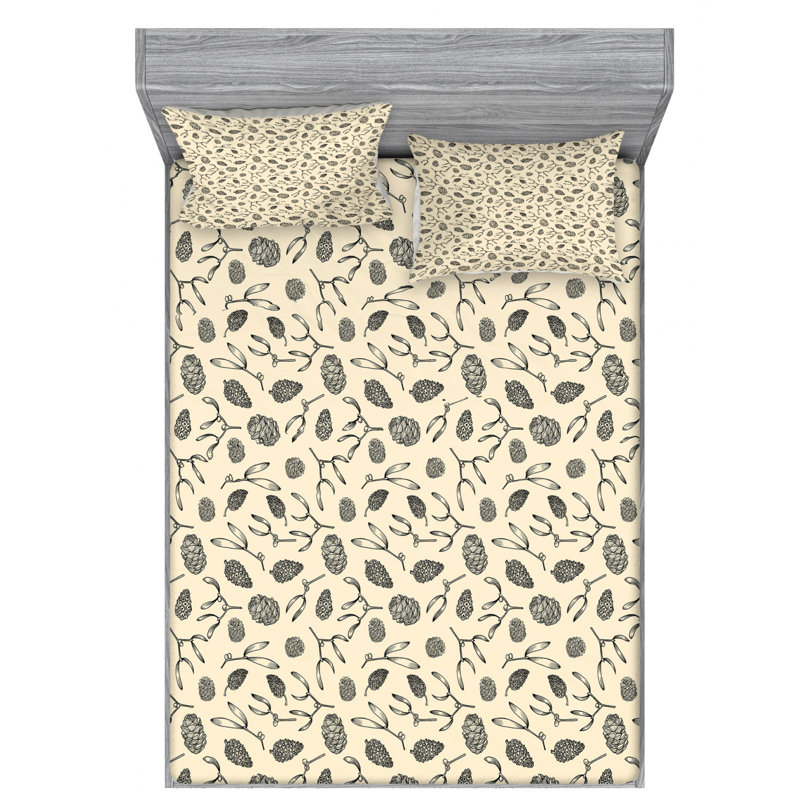 Microfiber Floral Sheet Set, Queen Sheet Set with Fitted Sheet