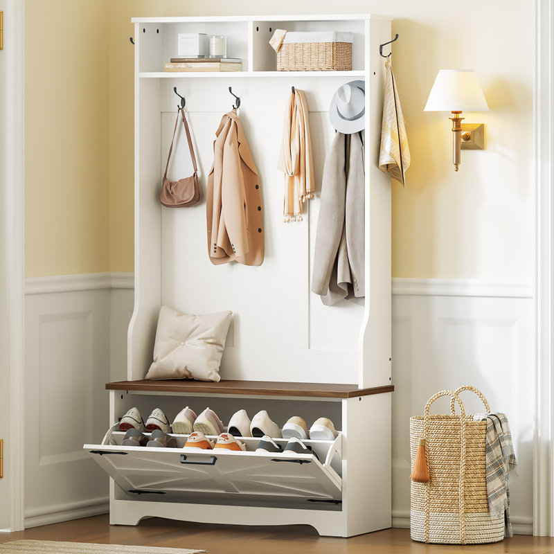 65.7" Hall Tree with Bench and Storage