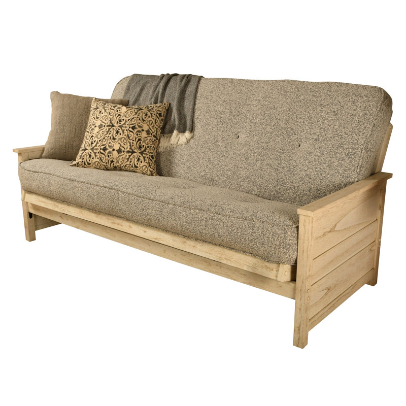 Anders Full / Double 79'' Upholstered Futon And Mattress, Weathered White, Canton Gray