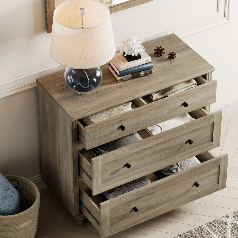 Scarlett Mid-Century Modern 3-Drawer Nightstand, Oak , Set of 2