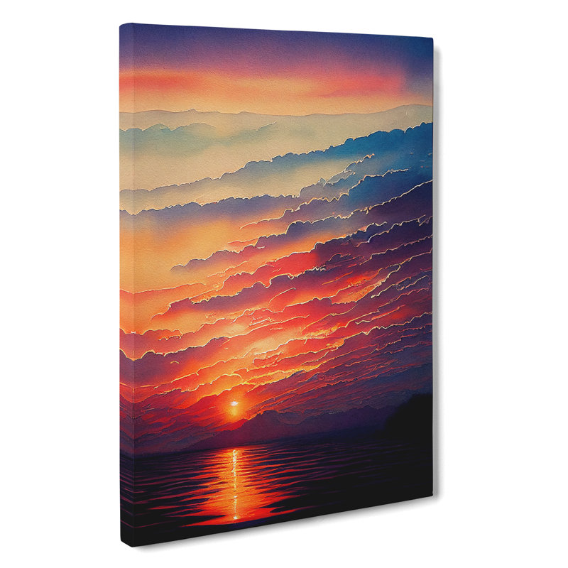 XV1022-3944X Shining Ocean Sunset - Print, No Matte, 50cm H x 35cm W, Wrapped Canvas
