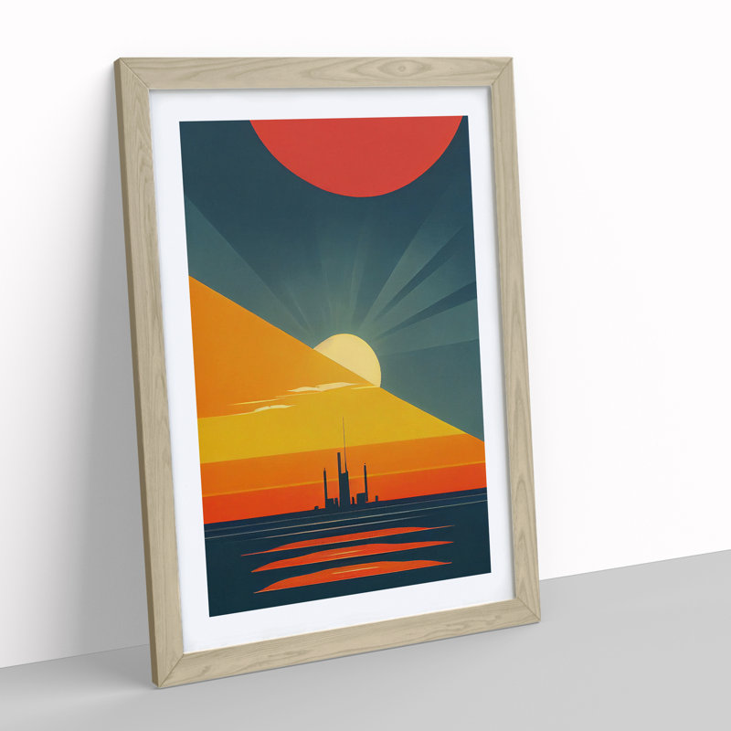 XV1022-4601X The Seductive Sunset Abstract - Single Picture Frame Print, 64cm H x 46cm W, Oak Framed