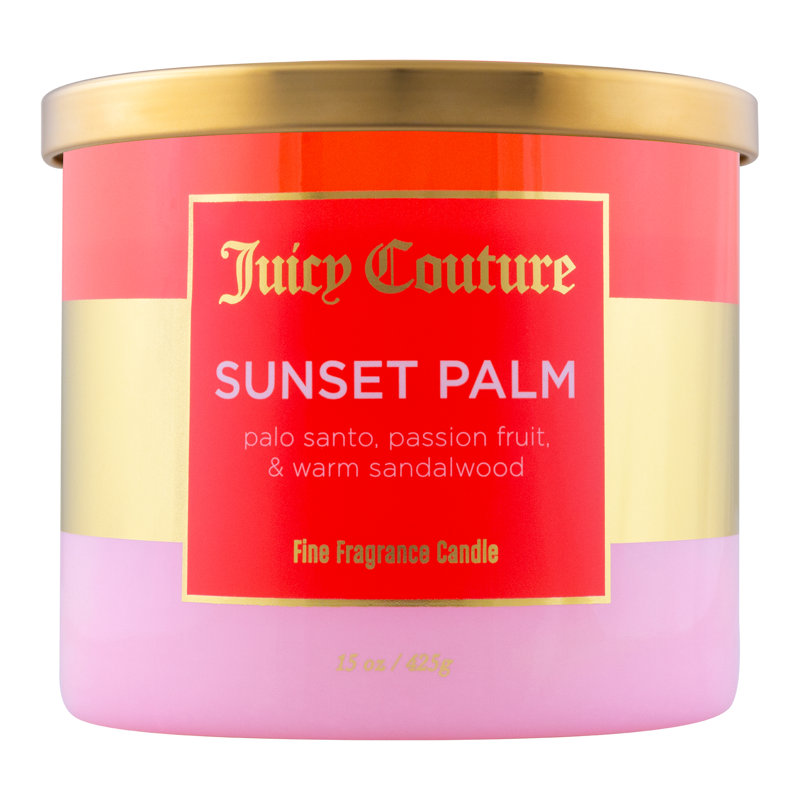 Sunset Palm Pink Soy Scented Candle with Gold Lid
