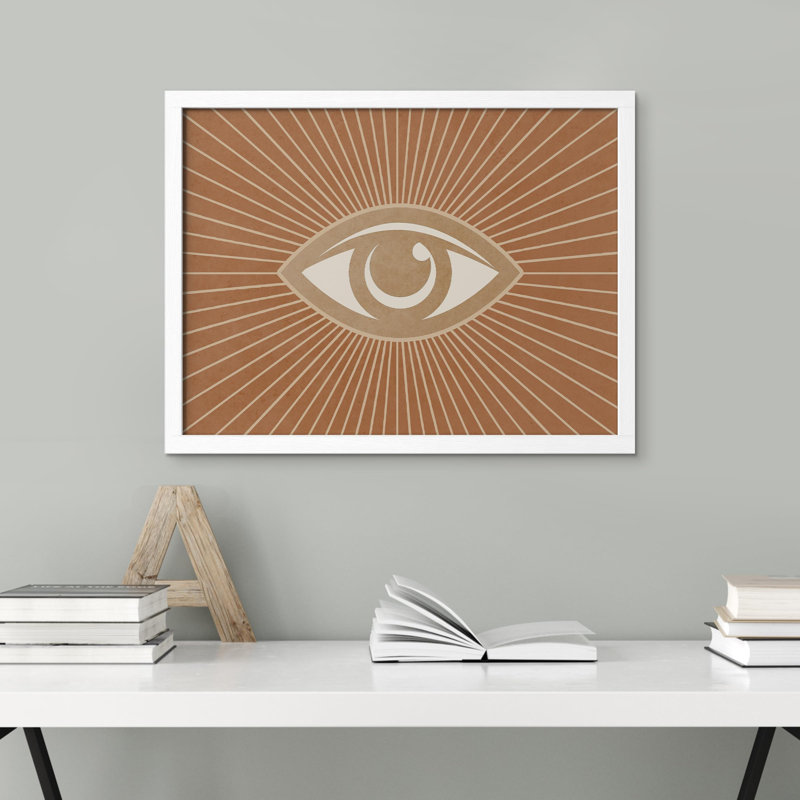 «Earthy Gaze Minimalist Eye Illustration Warm Earth Tones» sur papier, Blanc, H 11 po x l 14 po