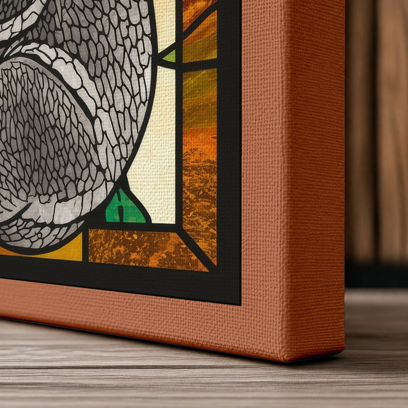 Stained Glass Koala Modern - Wrapped Canvas, 36x24 - 91.4 x 61.0 cm, Terracotta Border