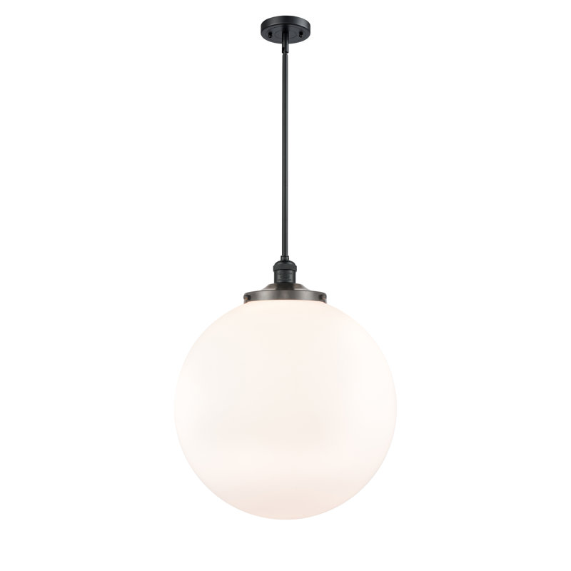 Luminaire suspendu simple à 1 lumière Beacon, Noir mat, Blanc mat