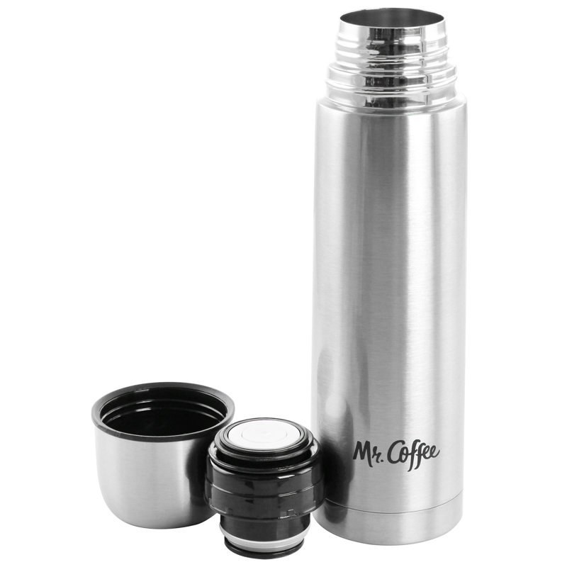 Bouteille de voyage thermique à double paroi en acier inoxydable Mr. Coffee Javelin 15,5 onces, Argent
