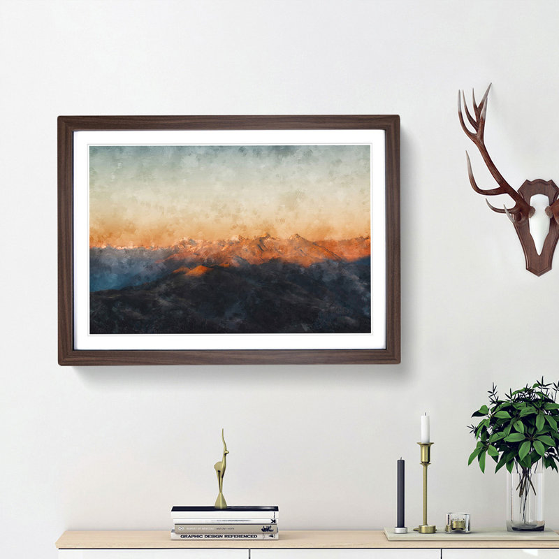 The Zillertal Alps in Italy - Picture Frame Painting Print, Walnut Framed, 62cm H x 87cm W x 2cm D