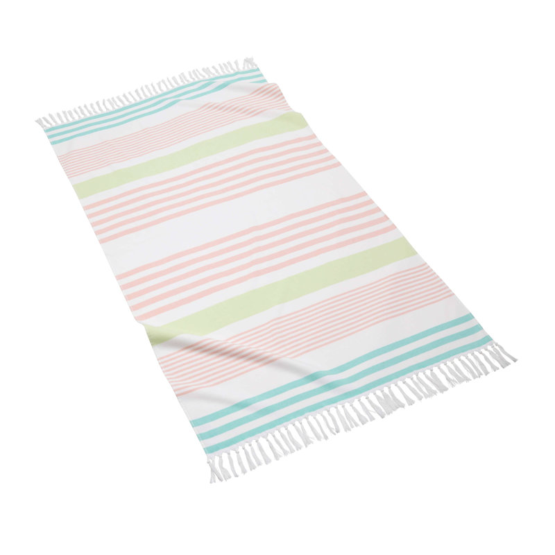 Schmitt Turkish Cotton Midweight Beach Towel, Orange/Light Green