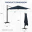 Grand parasol de patio en porte-à-faux carré bleu de 10 pi avec rotation à 360 ° et réglage des mésanges et parasol de terrasse robuste à baldaquin en polyester sans base.-273380940-278305762