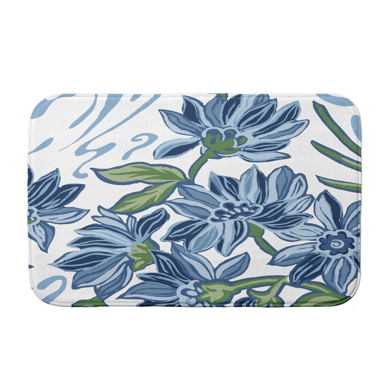 Luker Non-Slip Bath Mat, Blue, 21" W x 34" L