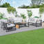5-Piece Patio Conversation Set With 3-Seater Sofa, Loveseat, 2 Single Sofas, Coffee Table With Ice Bucket In Black