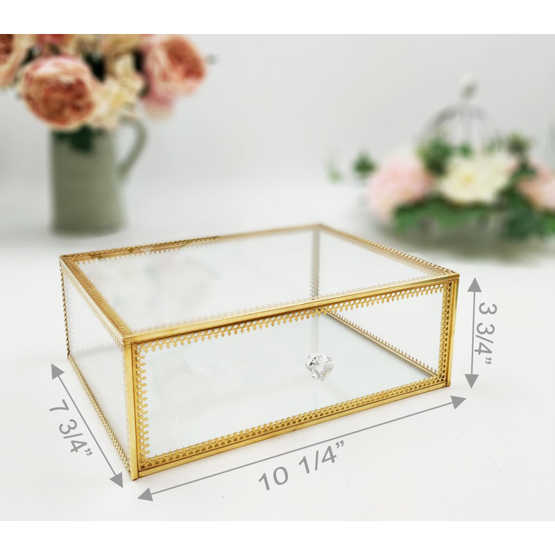 Verre avec organisateur de maquillage en laiton, Transparent / Doré