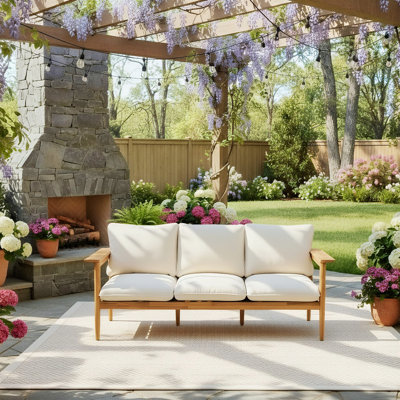 Outdoor Wood 3-Seater Sofa