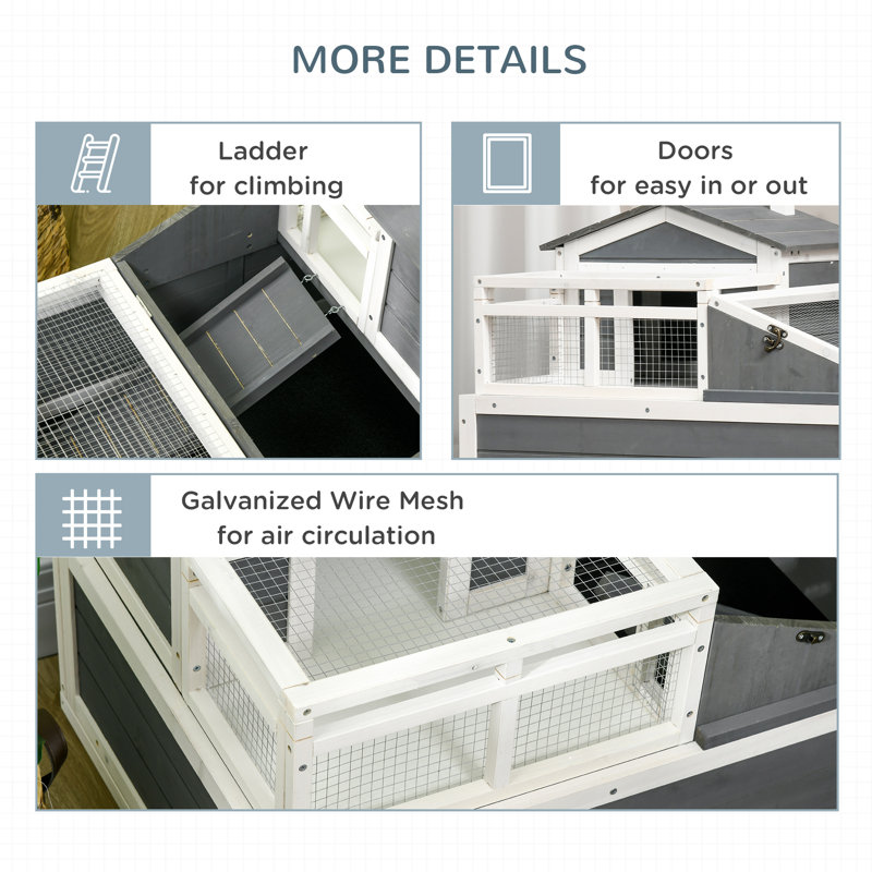 Pavillon en bois Kenosha, Blanc gris