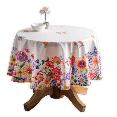 Floral 100% Cotton Round Tablecloth