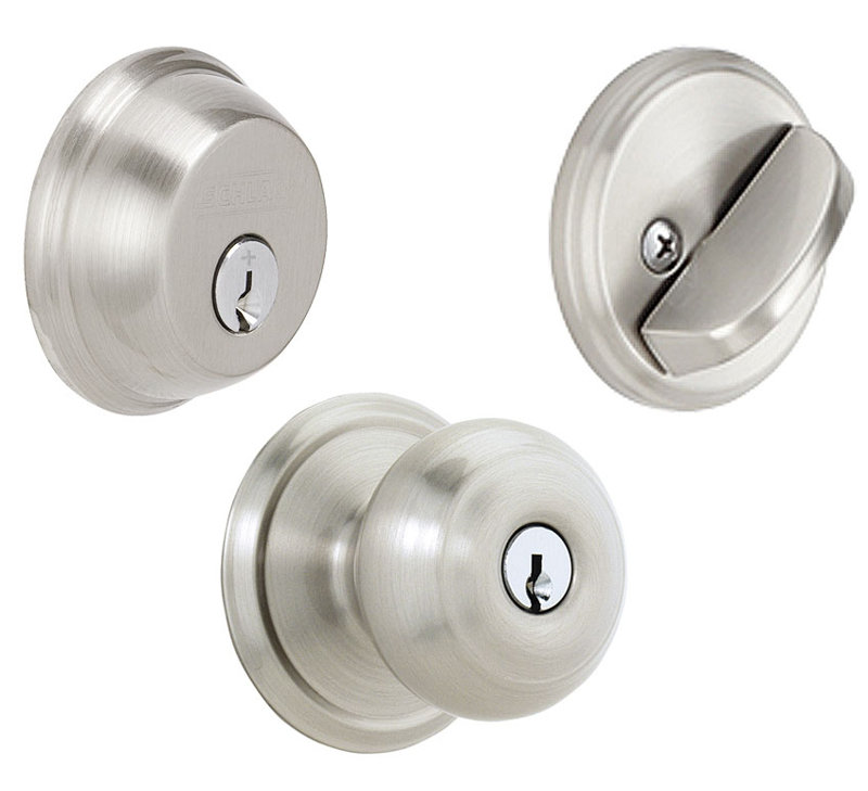 Georgian Single Cylinder Entrance Knobset, Satin Nickel, Yes