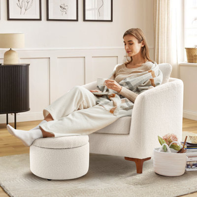 Hintz Upholstered Barrel Chair with Ottoman
