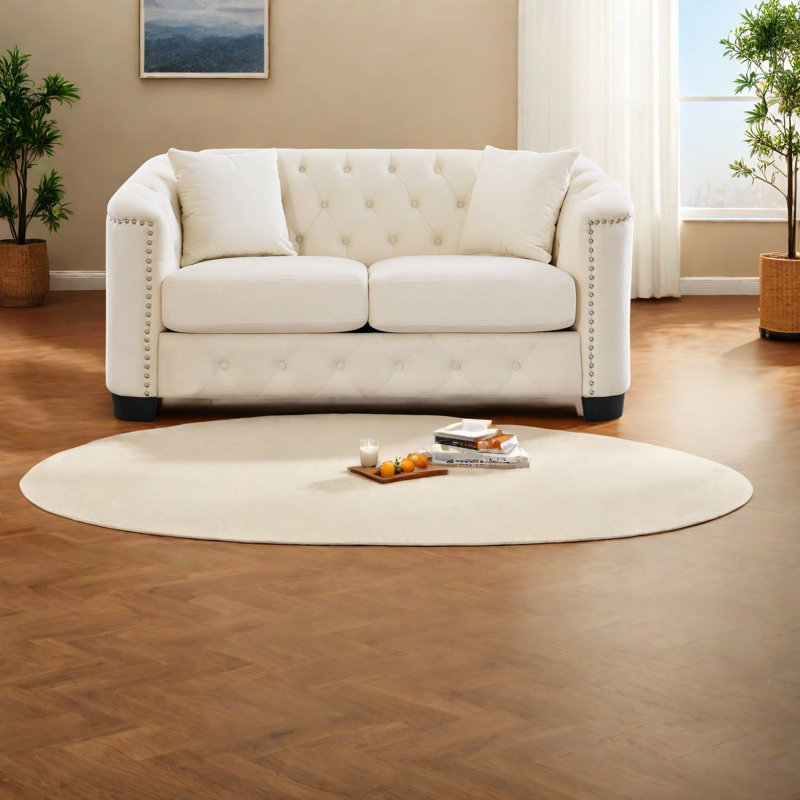 Canapé Chesterfield moderne en velours, design durable de 59 pouces pour la maison et le bureau