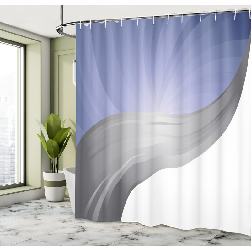 Ensemble de rideau de douche + crochets, H 75 po x l 69 po, Gris / blanc