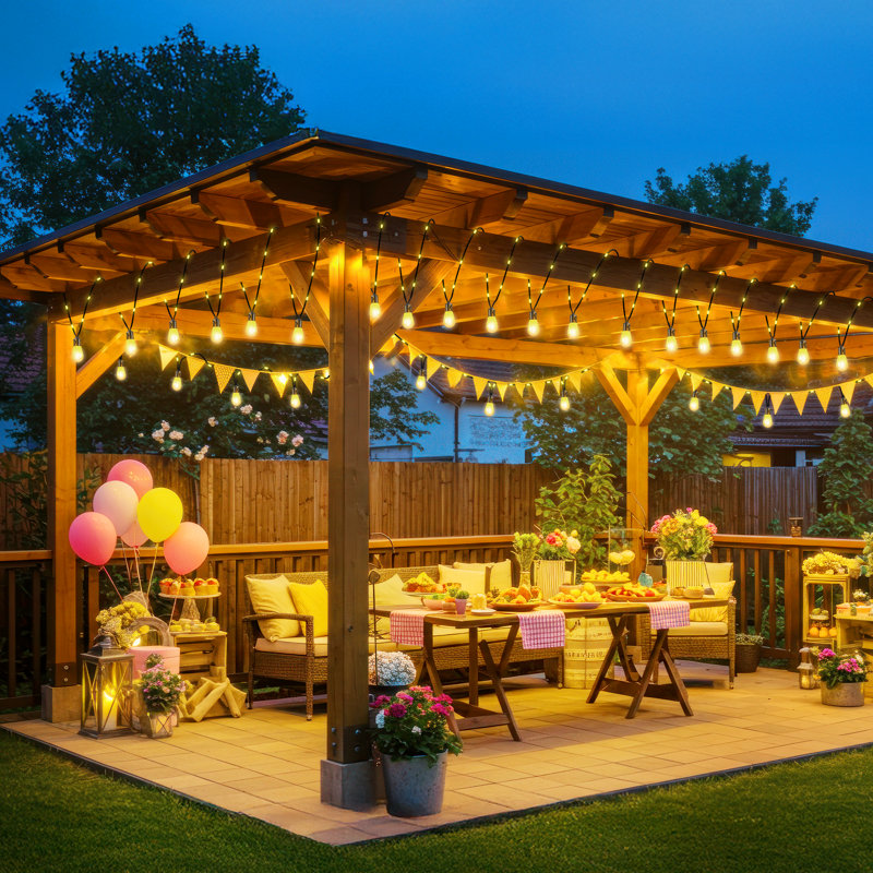Outdoor String Lights With Dimmable Warm White LED Bulbs (Set Of 12)