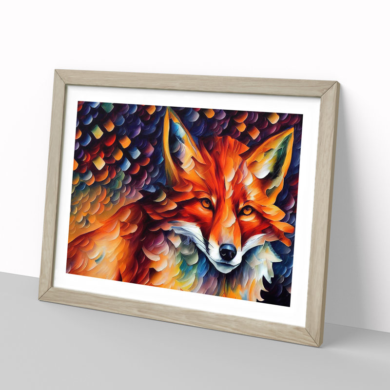 Fox Vol.1 - Single Picture Frame Painting, 25cm H x 34cm W x 2cm D, Oak