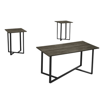 Ensemble de table, ensemble de 3 pièces, café, bout, salon, stratifié, métal, contemporain, moderne