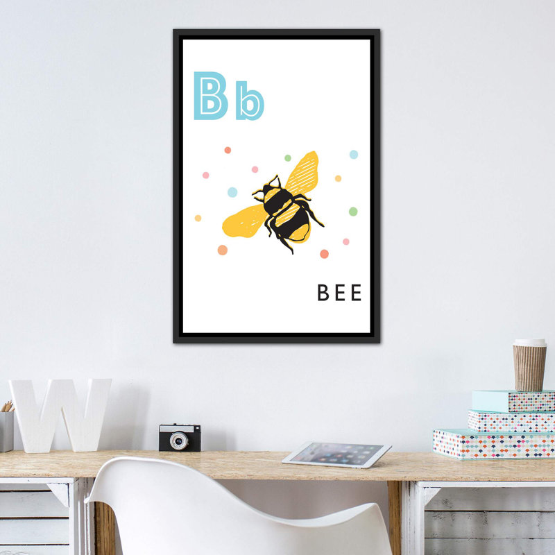 Alphabet Flash Card B - impression d'art graphique, Pas de tapis, Toile avec cadre noir patiné, H 40 po x l 26 po x P 1,5 po
