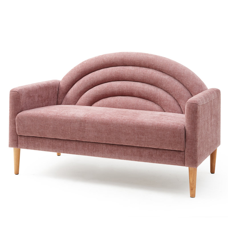 3 Seater Loveseat, Pink Polyester, 80cm H x 126cm W x 78cm D