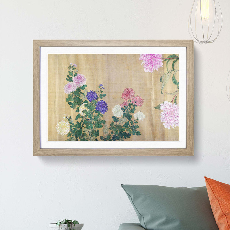 One Hundred Flowers Vol.3 by Yun Shouping - Picture Frame Painting Print, Oak Framed, 36cm H x 48cm W x 2cm D