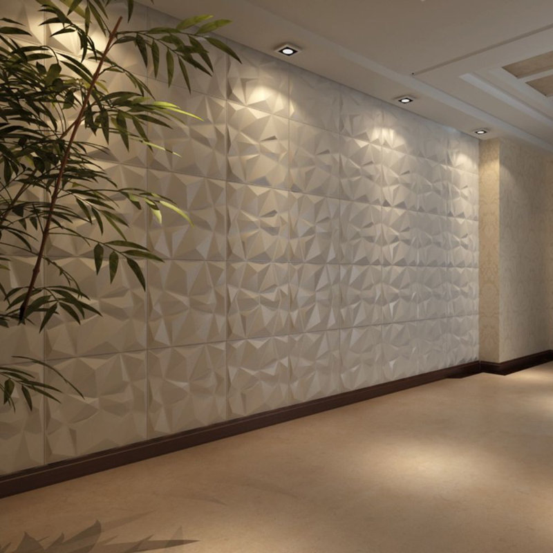 Panneau mural en bambou 20" x 20" en blanc Zahraa