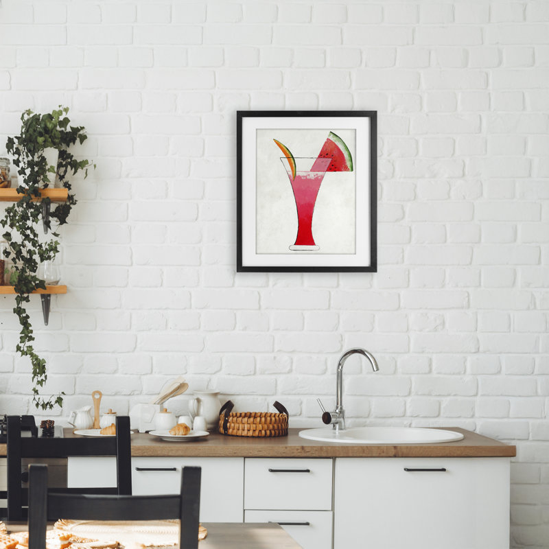 «Summer Cocktail Watermelon Slice», reproduction encadrée sous verre, conception par Lorenzo Collective, H 16 po x l 13 po