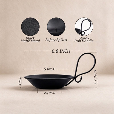 Ensemble de 2 porte-bougies pilier industriel noir mat, fonte avec poignée et pointe de sécurité pour centre de table de mariage