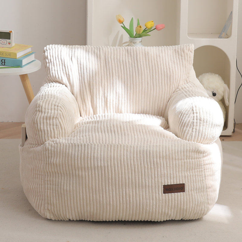 Kids bean bag chair, Toddler Lazy Chair with Shredded Foam Filling, Beige Corduroy
