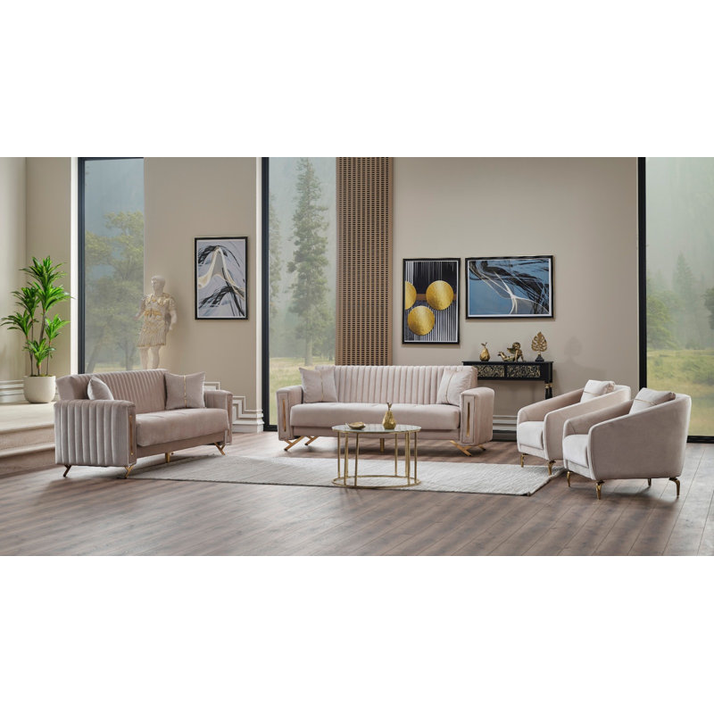 Senfe 3 - Piece Living Room Set, Beige