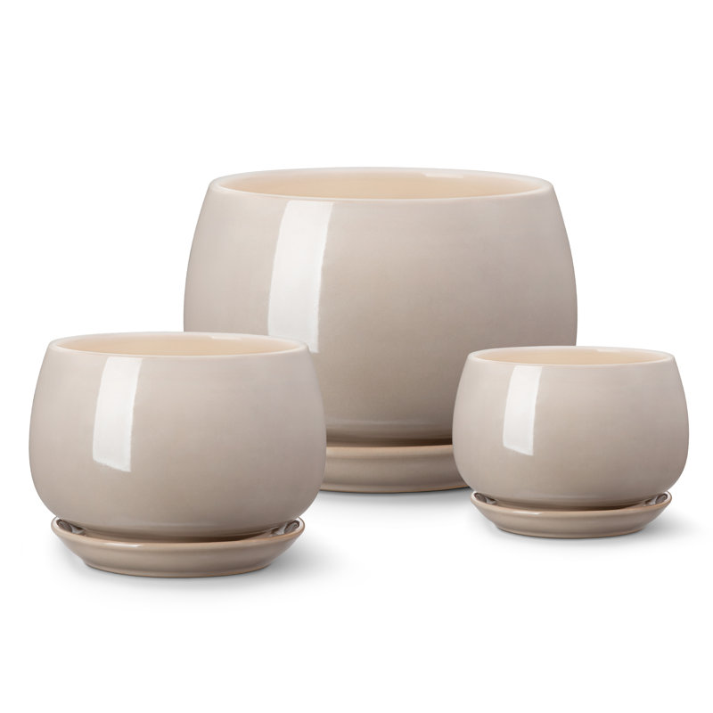 Ceramic Pot Planter, 14.7cm H x 12cm W x 5cm D, Grey
