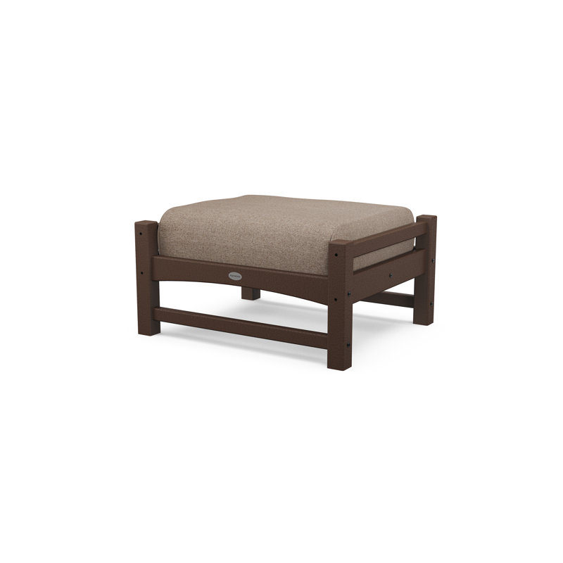 Club Ottoman, Mahogany Frame/Spiced Burlap Cushion